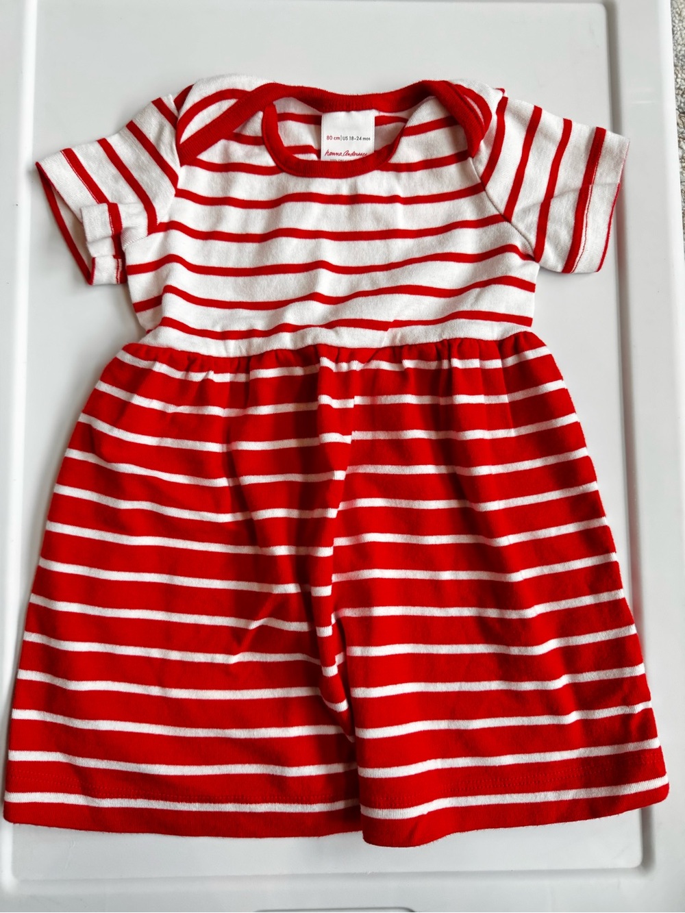 Hanna Andersson red white striped dress 18-24 months